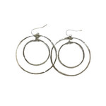 Lani Silver Plated Hammered Earrings Silver  Large Dual Circles 10S