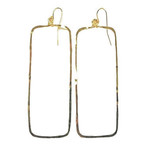 Lani  8G Gold  Plated Hammered Earrings Rectangle