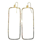 Lani  Gold  Plated Hammered Earrings Rectangle 8G