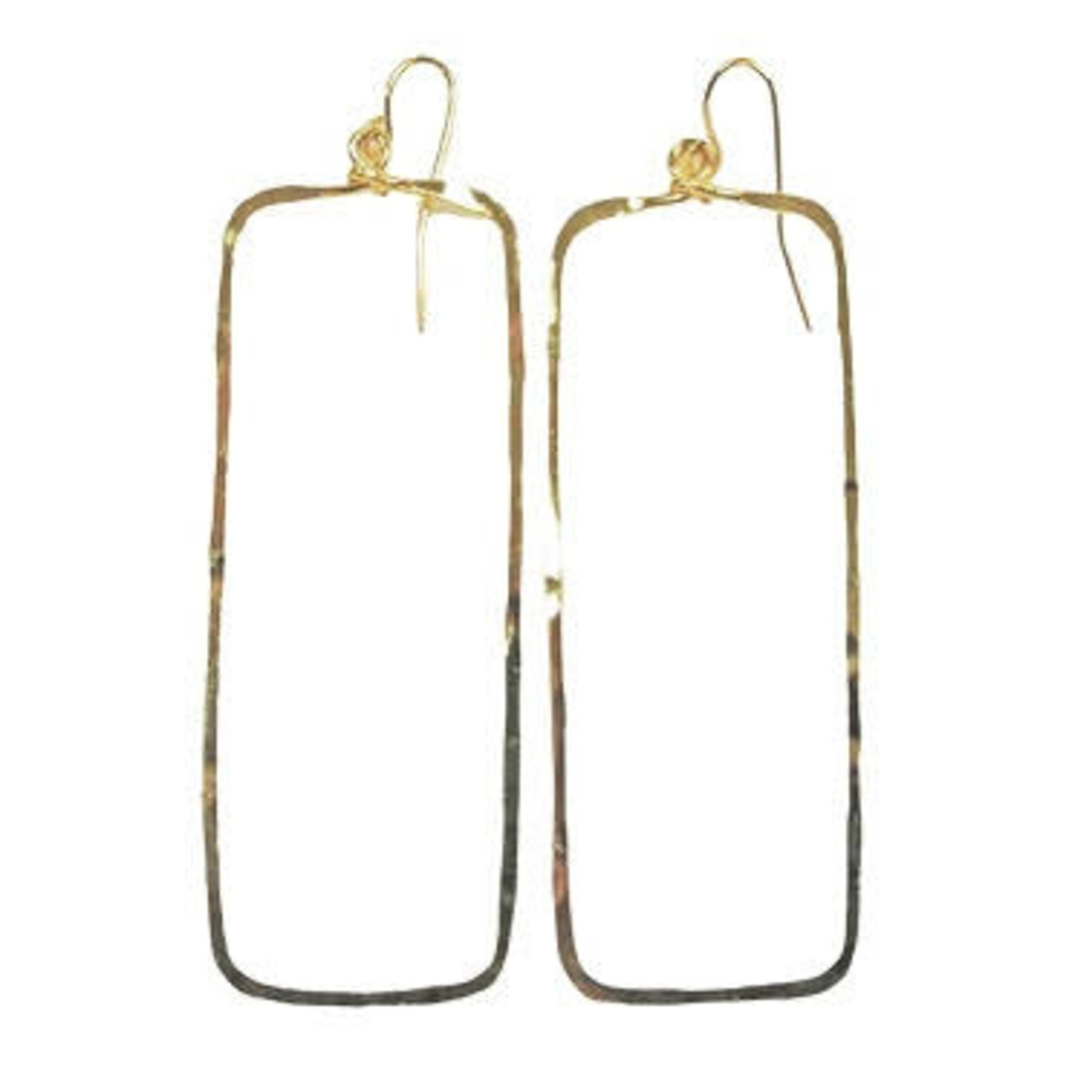 Lani  8G Gold  Plated Hammered Earrings Rectangle