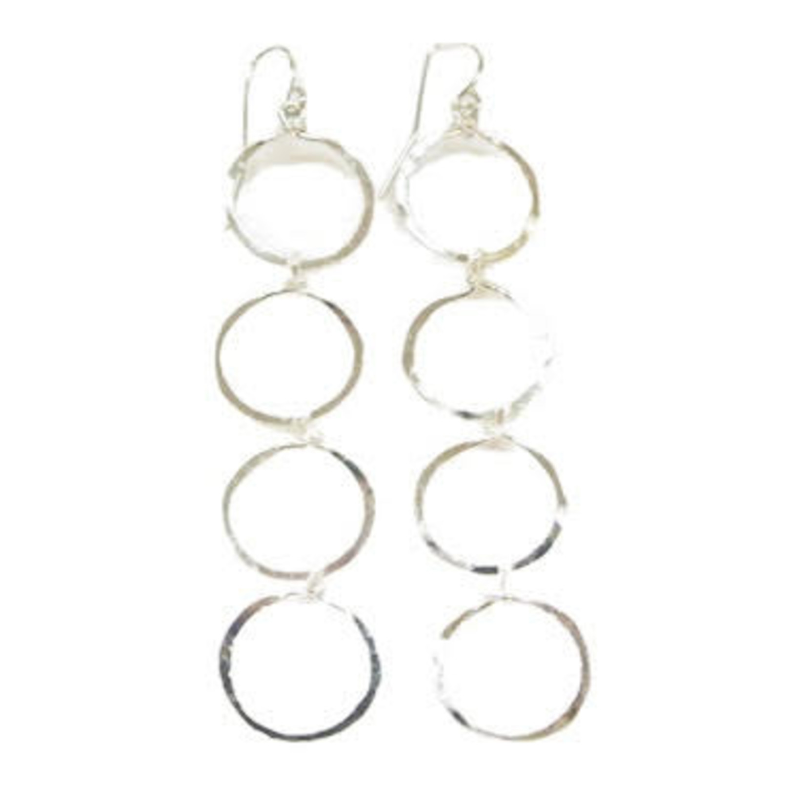 Lani  Silver  Plated Hammered Earrings Four Circles 6S