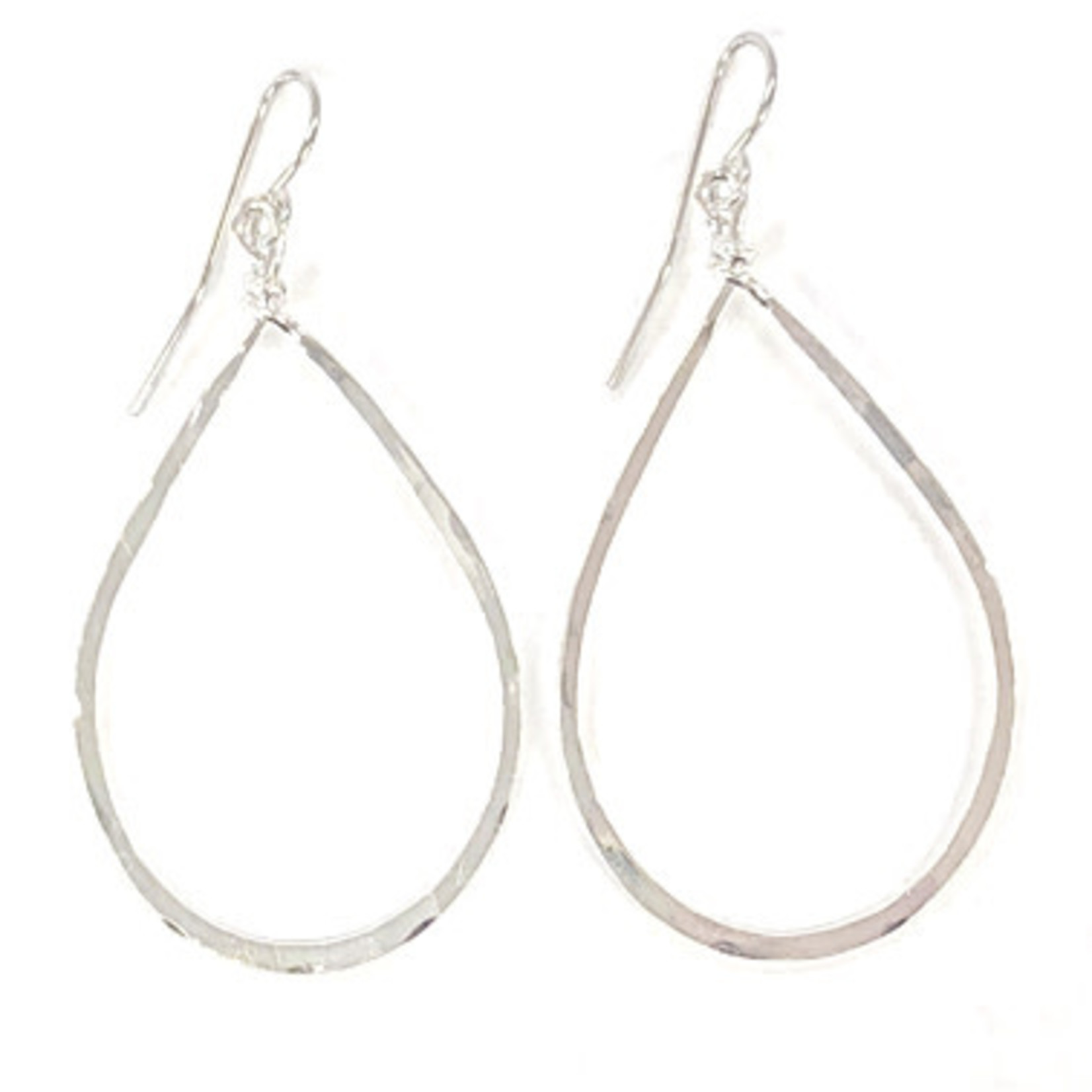 Lani Silver Plated Hammered Earrings Raindrop Small 1S