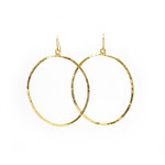 Lani 14G Gold Plated Hammered Earrings Oval Large