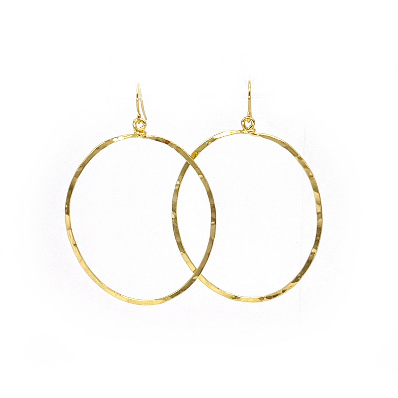 Lani 14G Gold Plated Hammered Earrings Oval Large