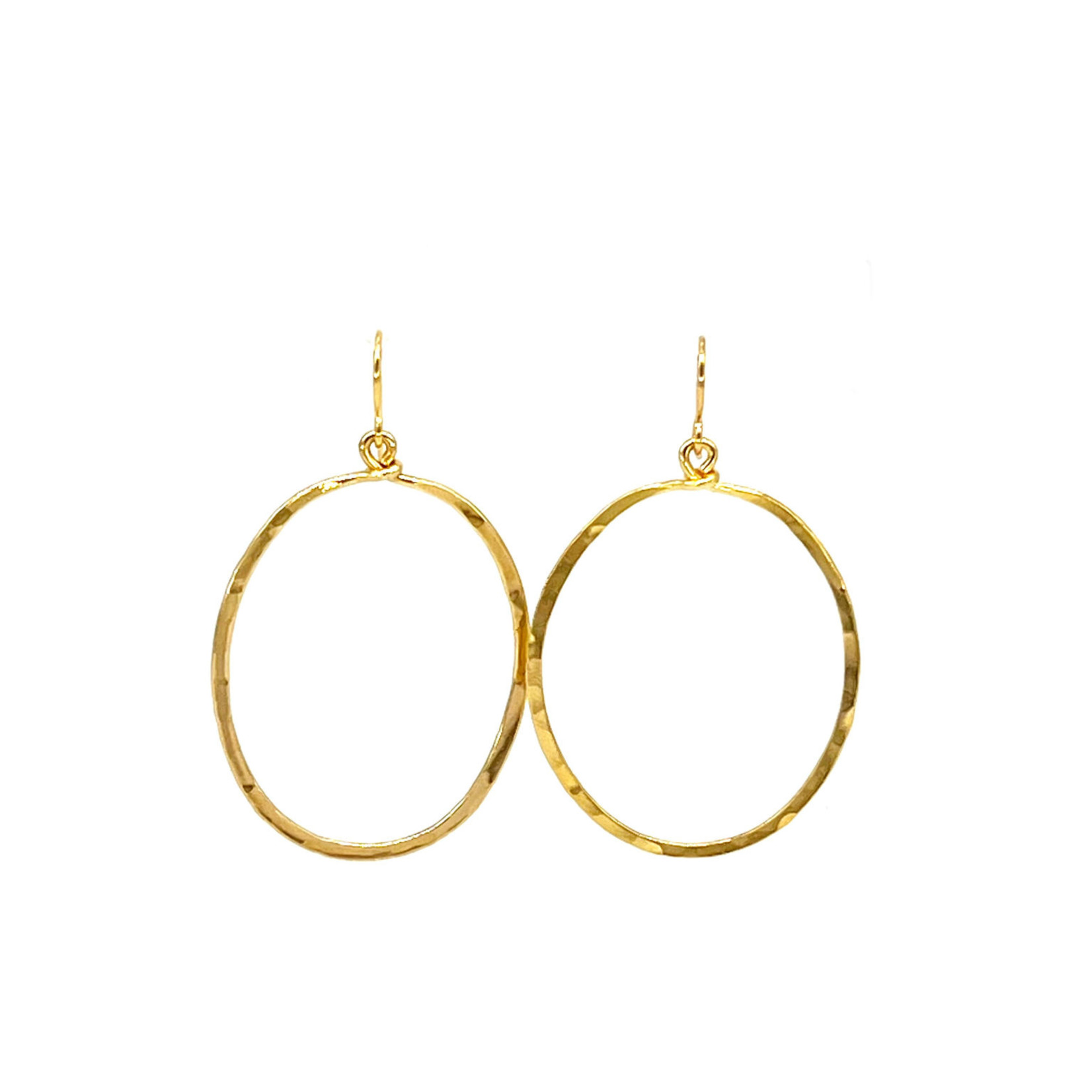 Lani 13G Gold Plated Hammered Earrings Oval Small