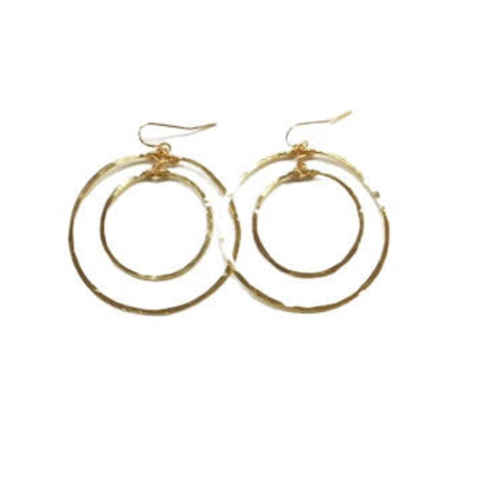 Lani  Gold Plated Hammered Earrings Small Dual Circles 9G