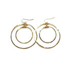 Lani  Gold Plated Hammered Earrings Medium Dual Circles 12G