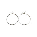Lani  Silver  Plated Hammered Earrings Circle Large 11S