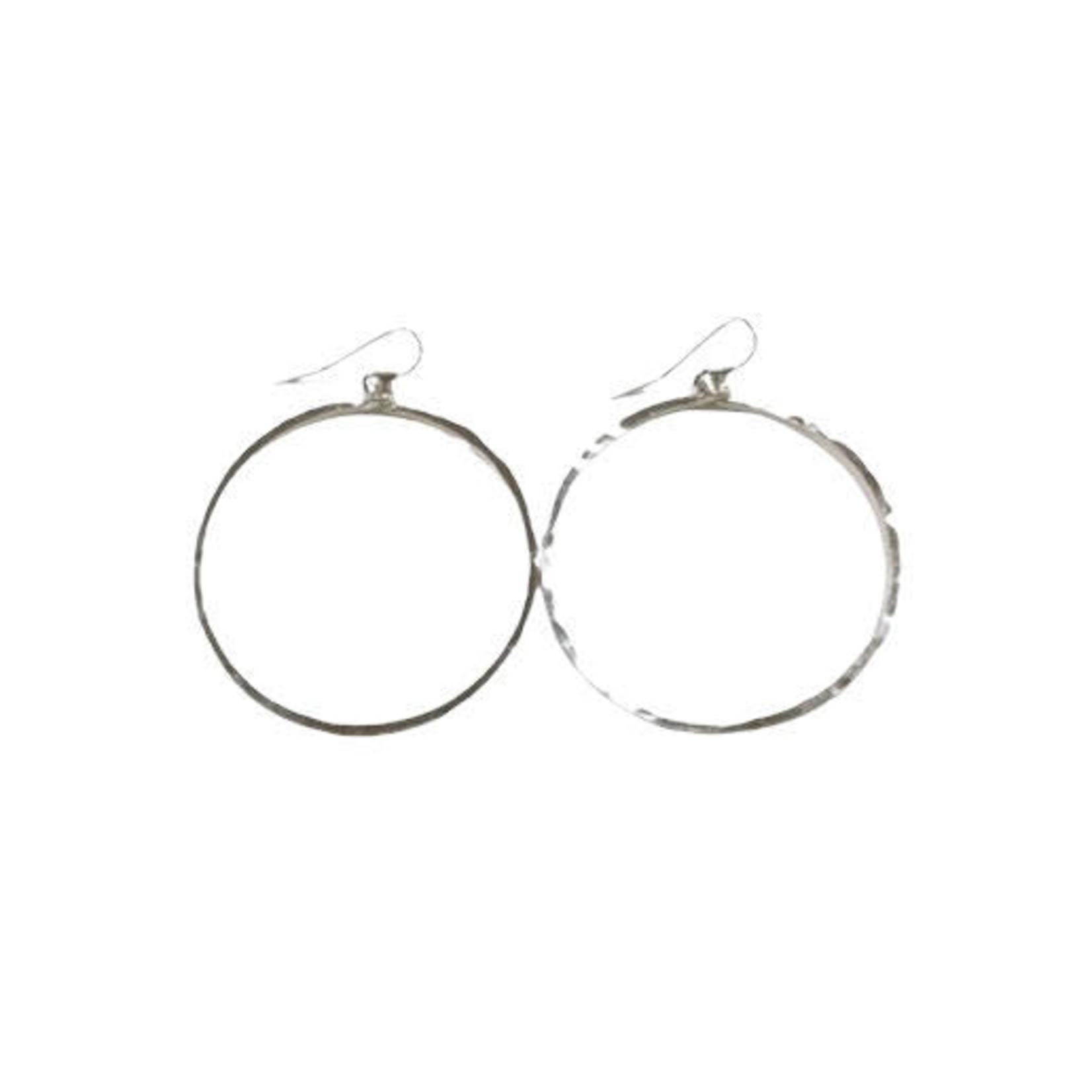 Lani  Silver  Plated Hammered Earrings Circle Large 11S