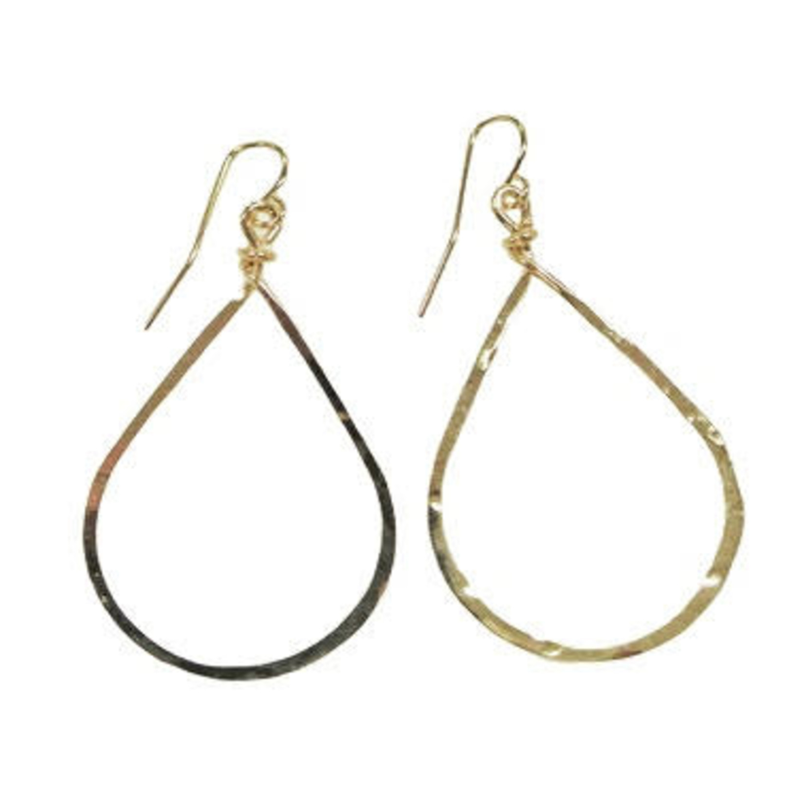 Lani 1G Gold Plated Hammered Earrings Raindrop Small