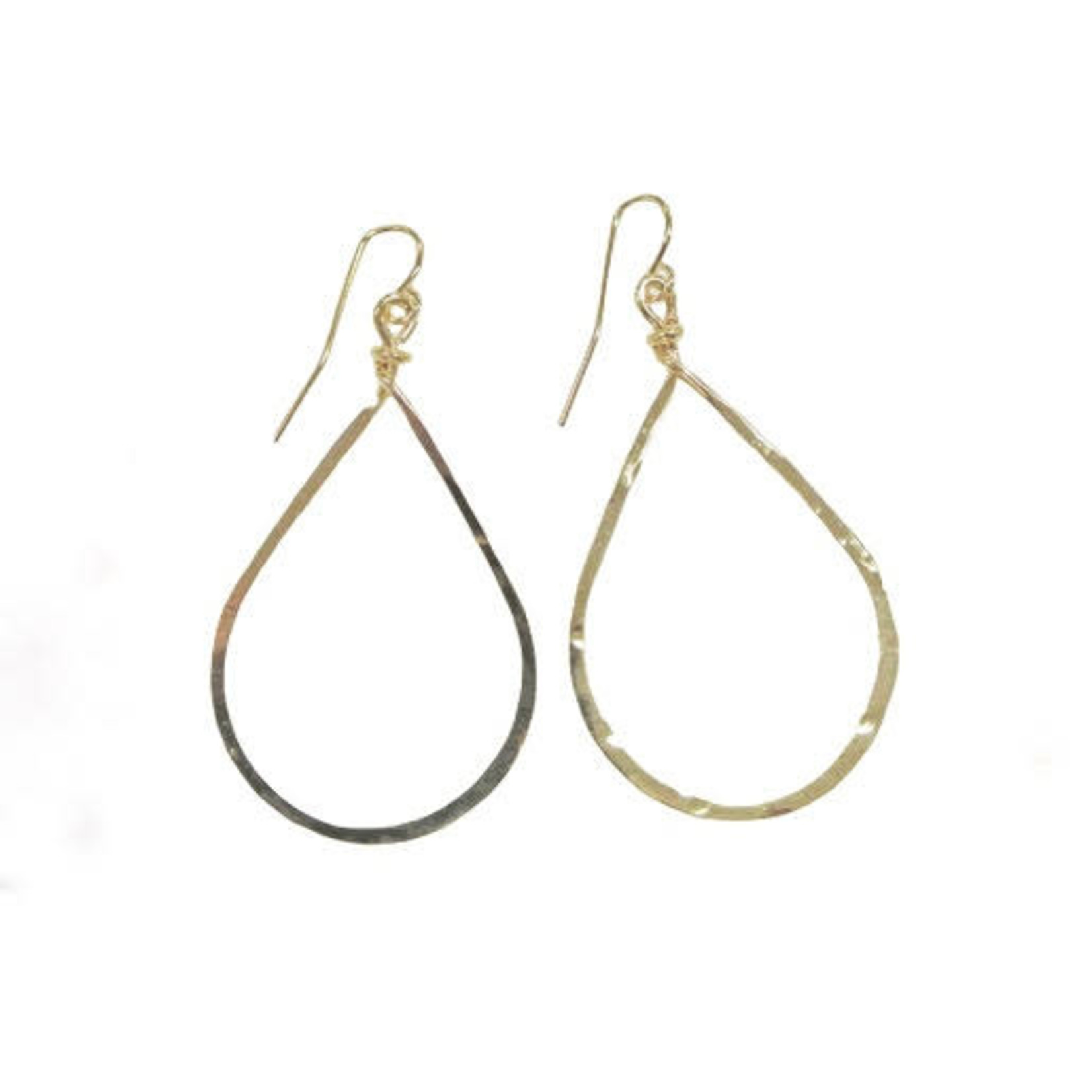 Lani 2G Gold Plated Hammered Earrings Raindrop Medium