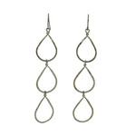 Lani  Silver  Plated Hammered Earrings Triple Raindrop 4S