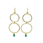 Lani Earrings Gold Plate with Bead LS8 Dual Circles