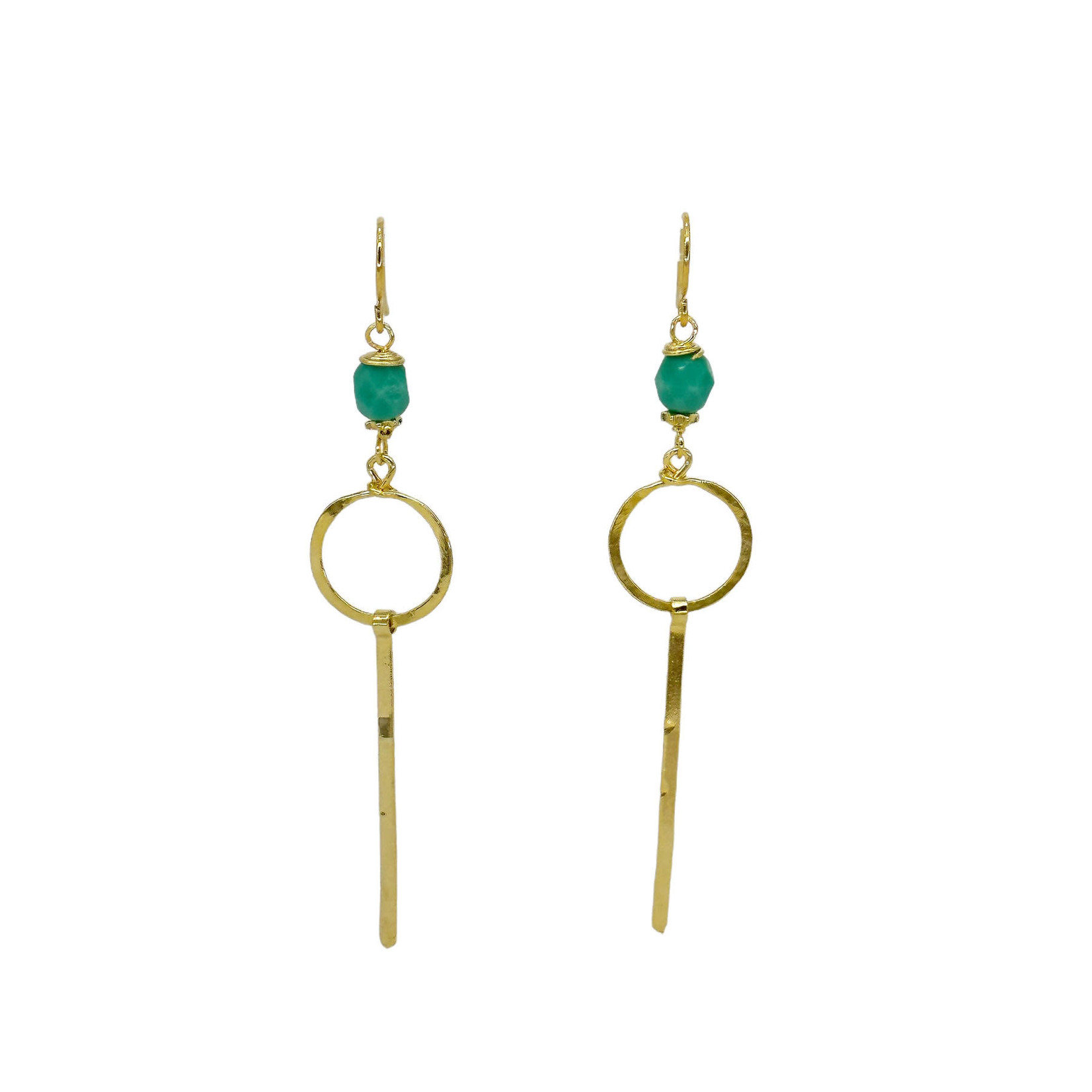 Lani Earrings Gold Plate with Bead LS5 Circle Stick