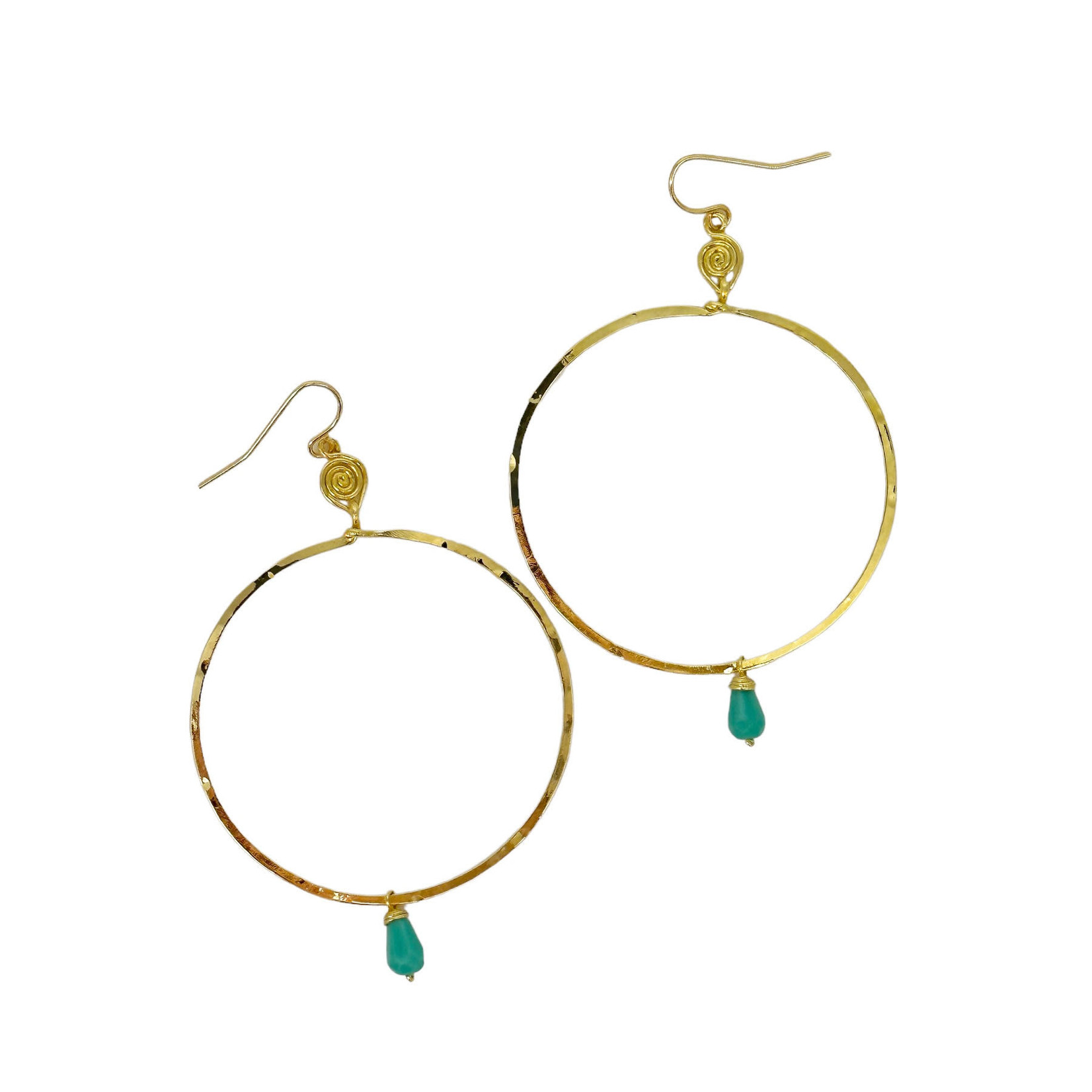 Lani Earrings Gold Plate with Bead LS2 Large Circle