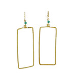 Lani  LS10 Earrings Gold Plate with Bead Rectangle