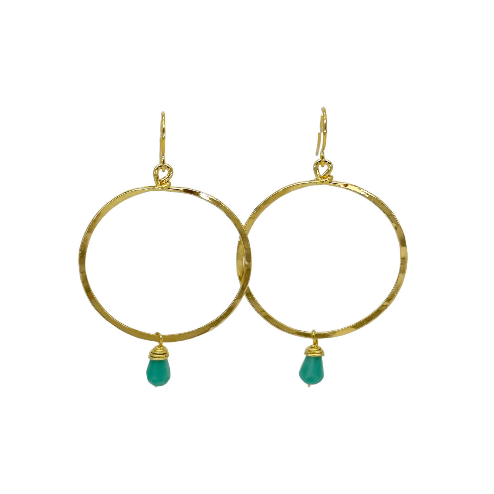 Lani LS4 Earrings Gold Plate with Bead Medium Circle