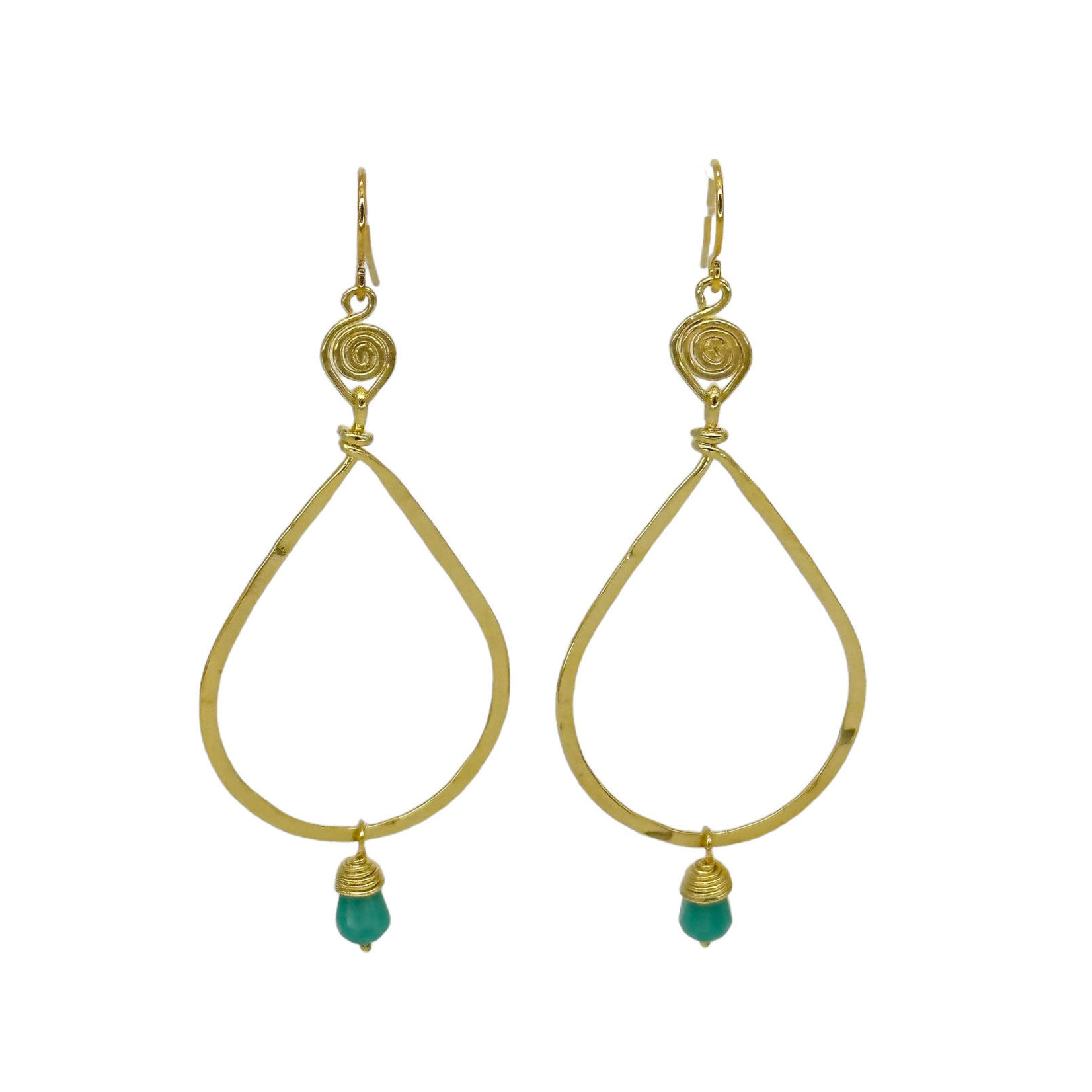 Lani Earrings Gold Plate with Bead LS6 Teardrop 1