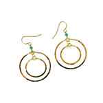 Lani Earrings Gold Plate with Bead LS3 Dual Circles