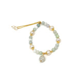 Copper, Jade & Pearl Adjustable Bracelet J4 Charm Light Jade Lotus