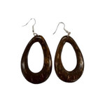 Hand Carved Coconut Shell Earring Oval