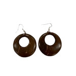 Hand Carved Coconut Shell Earring Thick Round