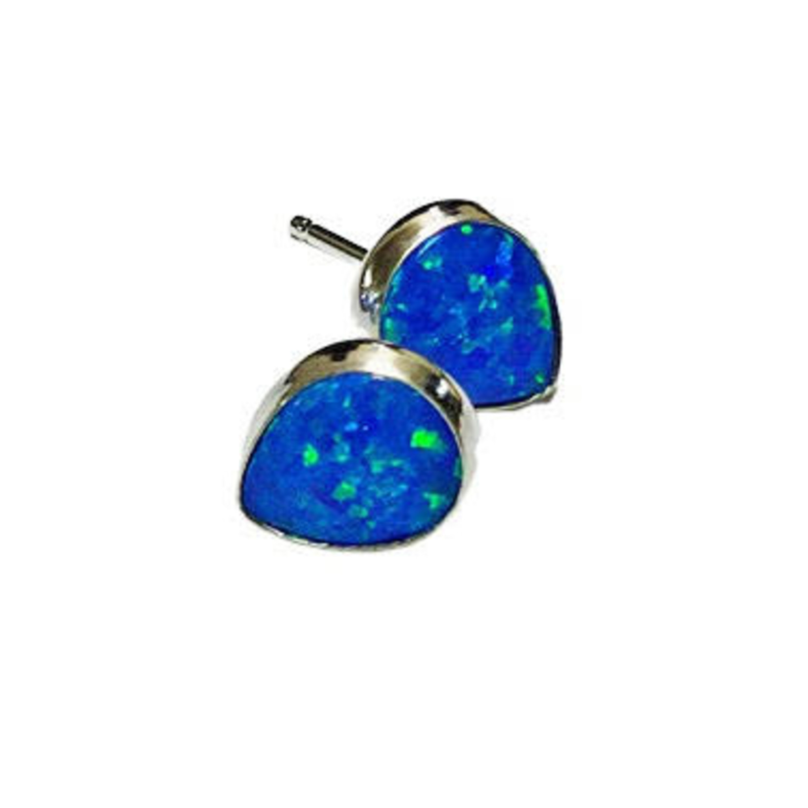 SE89 Sterling Silver and Synthetic Opal Stud Earrings