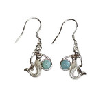 SE74 Sterling Silver Mermaid with Larimar Dangle Earrings