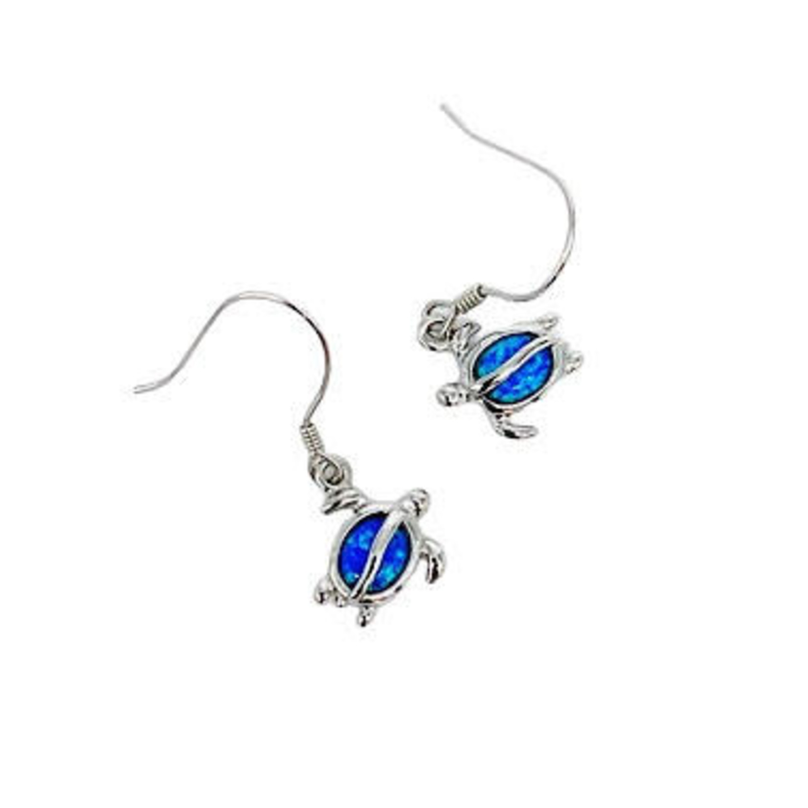 SE359 Sterling Silver and Synthetic Opal Turtle Dangle Earrings