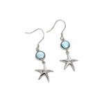 SE358 Sterling Silver Larimar Starfish Dangle Earrings