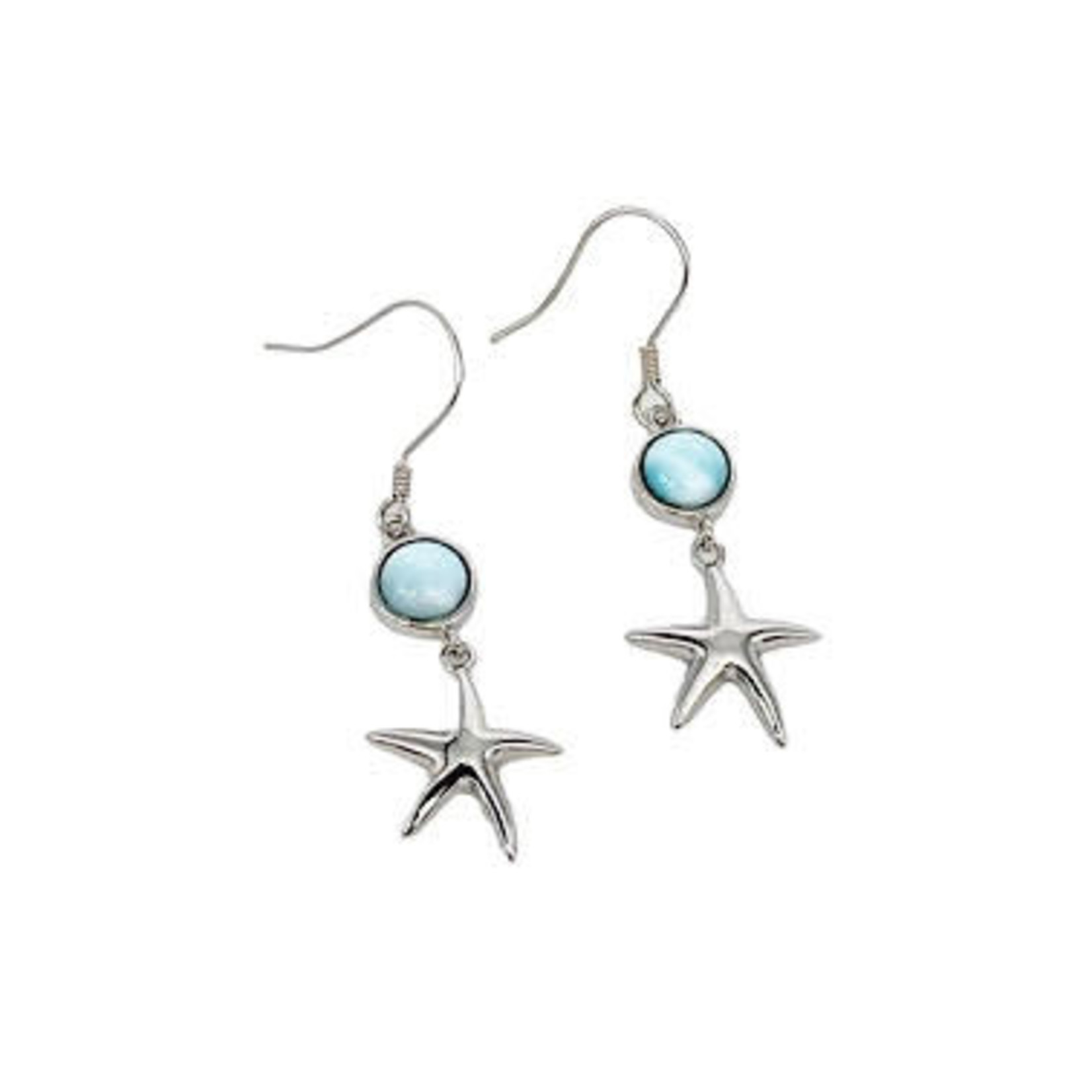 SE358 Sterling Silver Larimar Starfish Dangle Earrings