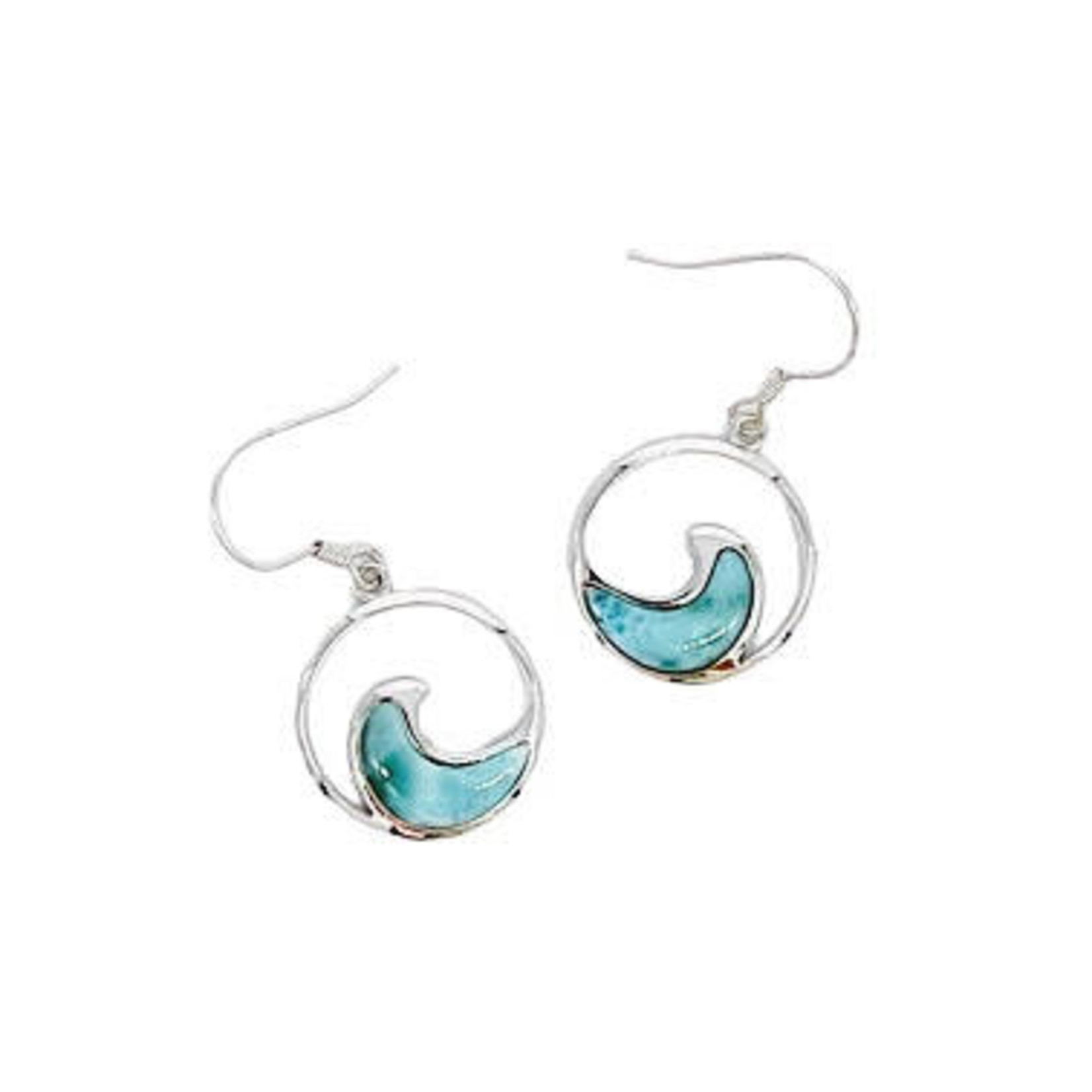 SE349 Sterling Silver and Larimar  Wave Dangle Earrings