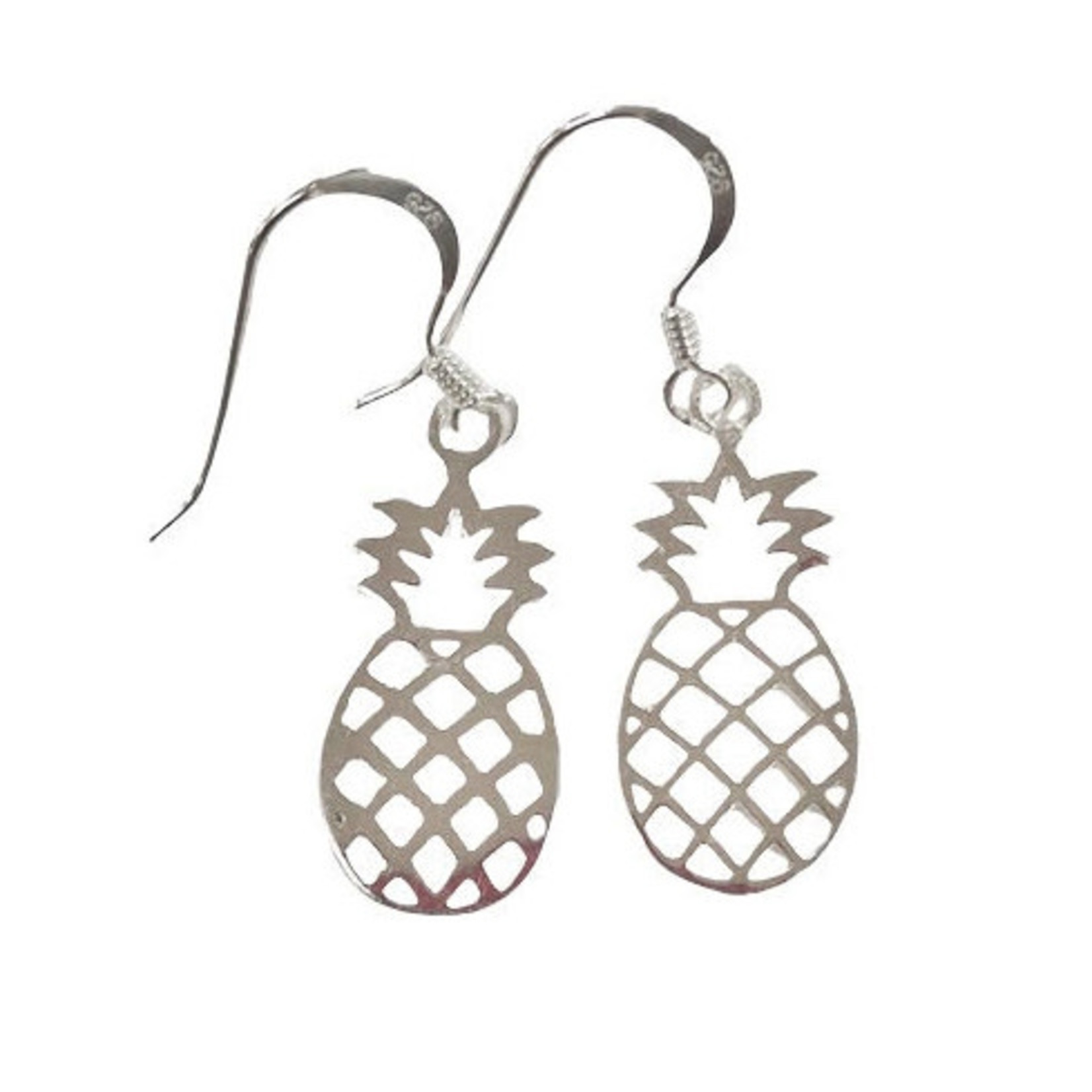 SE332 Sterling Silver Pineapple Fishhook Dangle Earrings