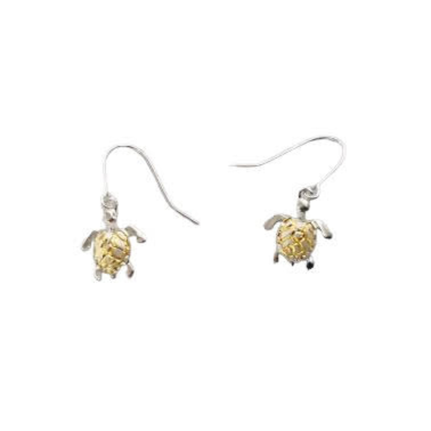 SE331 Sterling Silver Two Tone Turtle Dangle Earrings