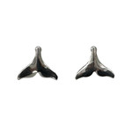 SE258R Sterling Silver Rhodium Whale Tail Stud Earrings