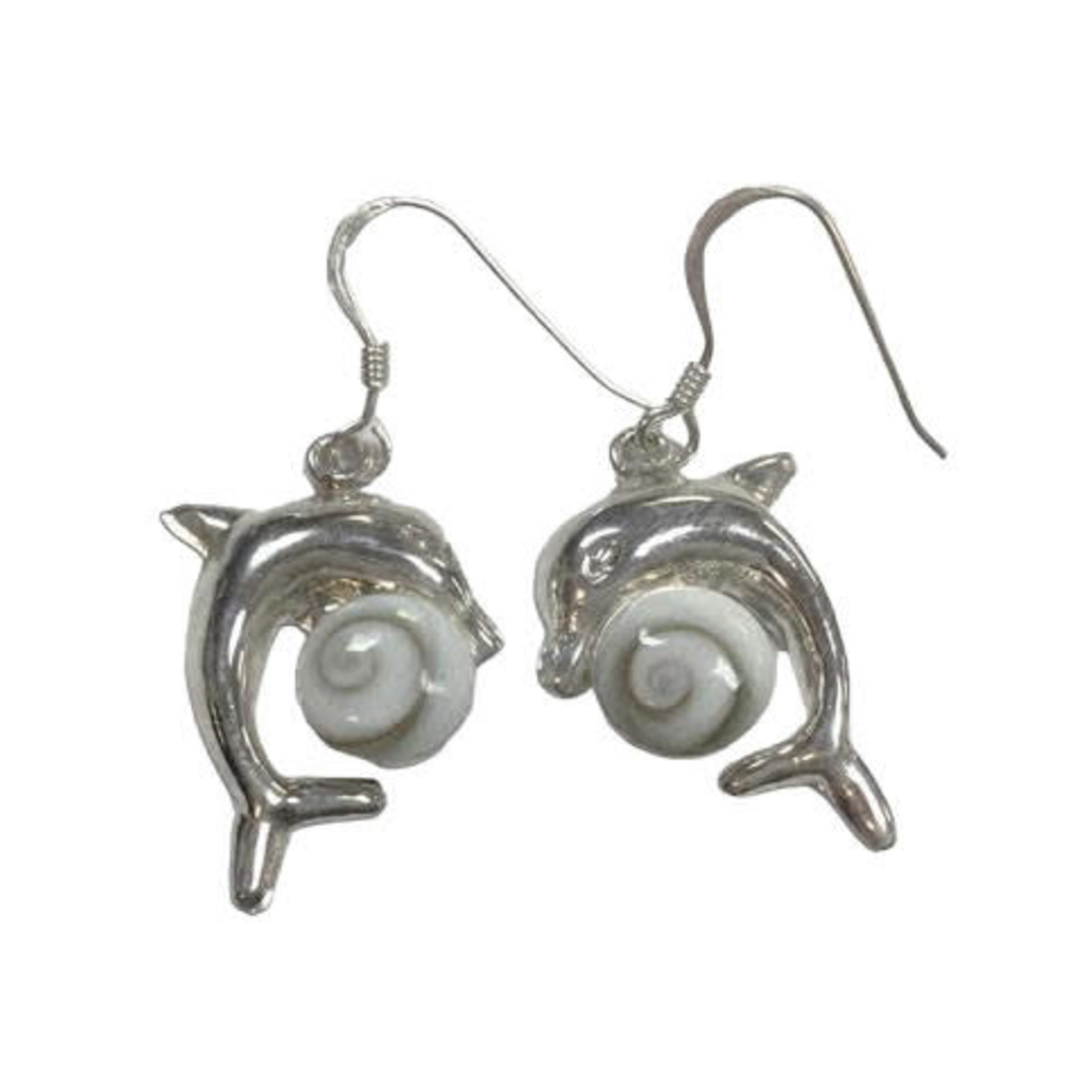 SE197 Sterling Silver Eye of Shiva Dolphin Dangle Earrings