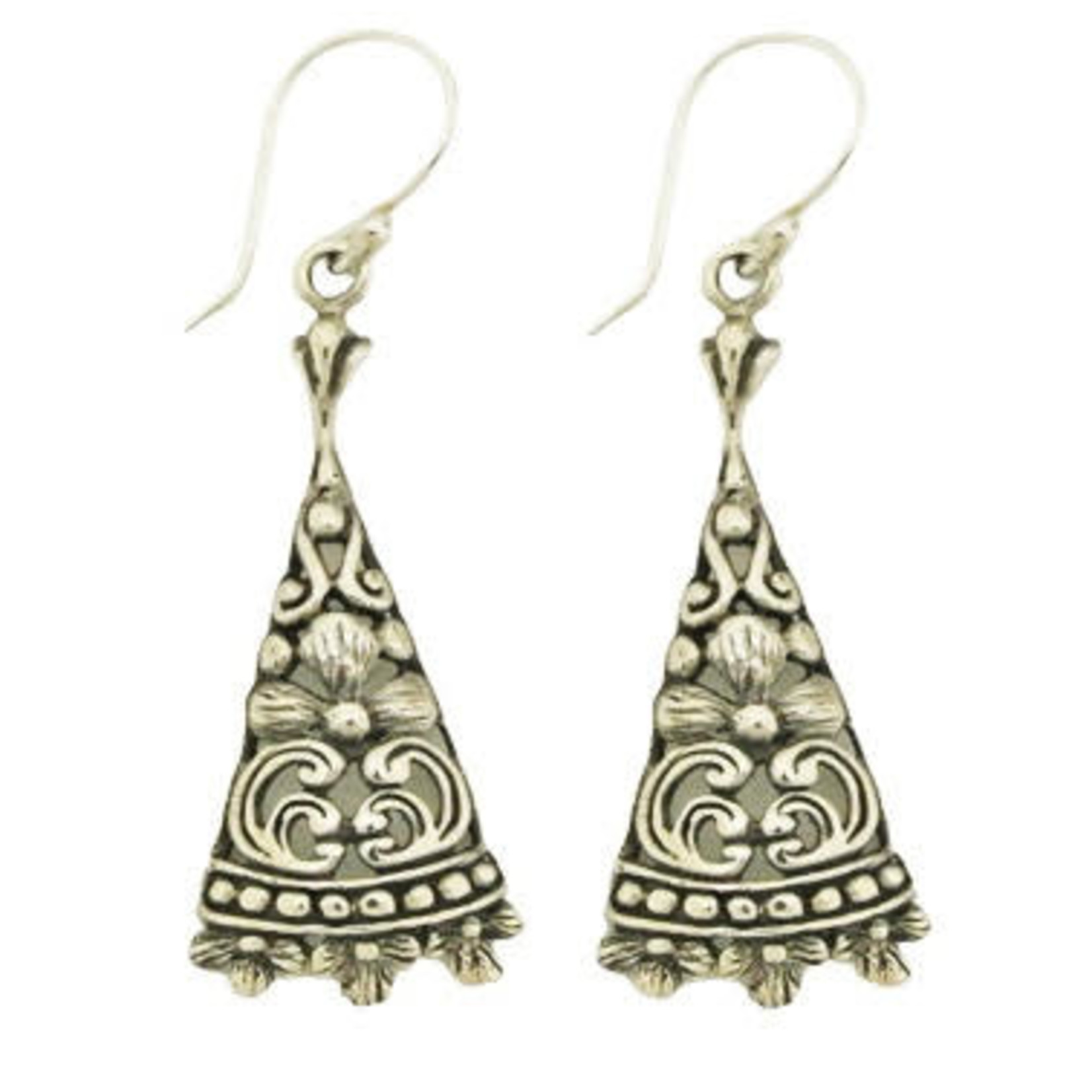 SE151 Sterling Silver Carved Dangle Earrings