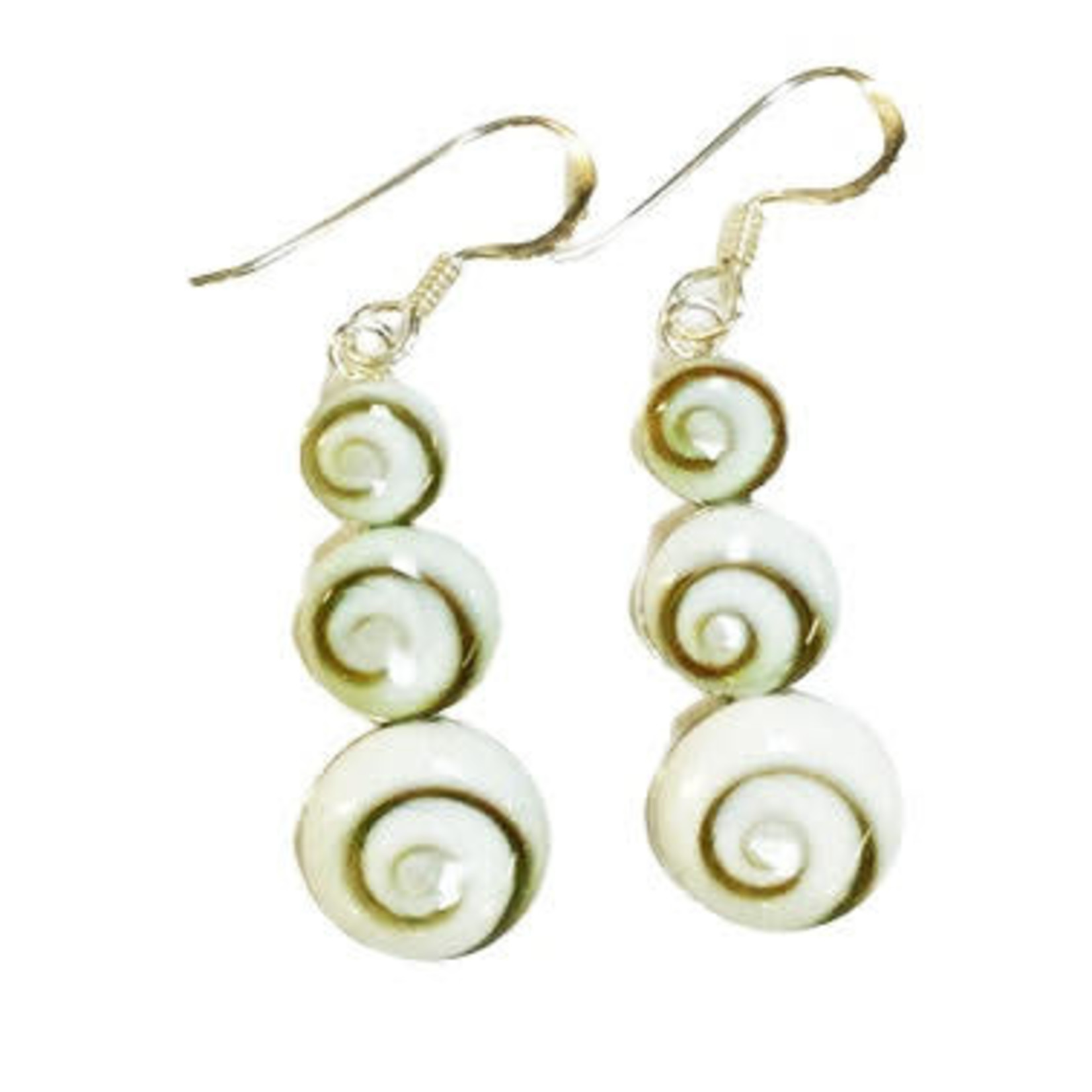 SE130 Sterling Silver Triple Eye of Shiva Dangle Earrings