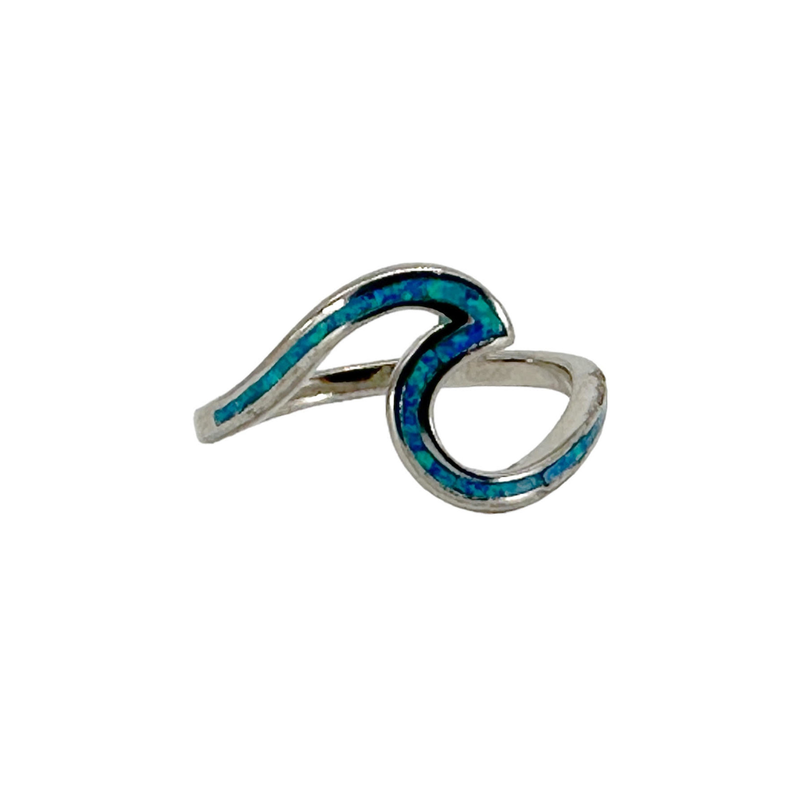 Sterling Silver Synthetic Opal Wave Ring