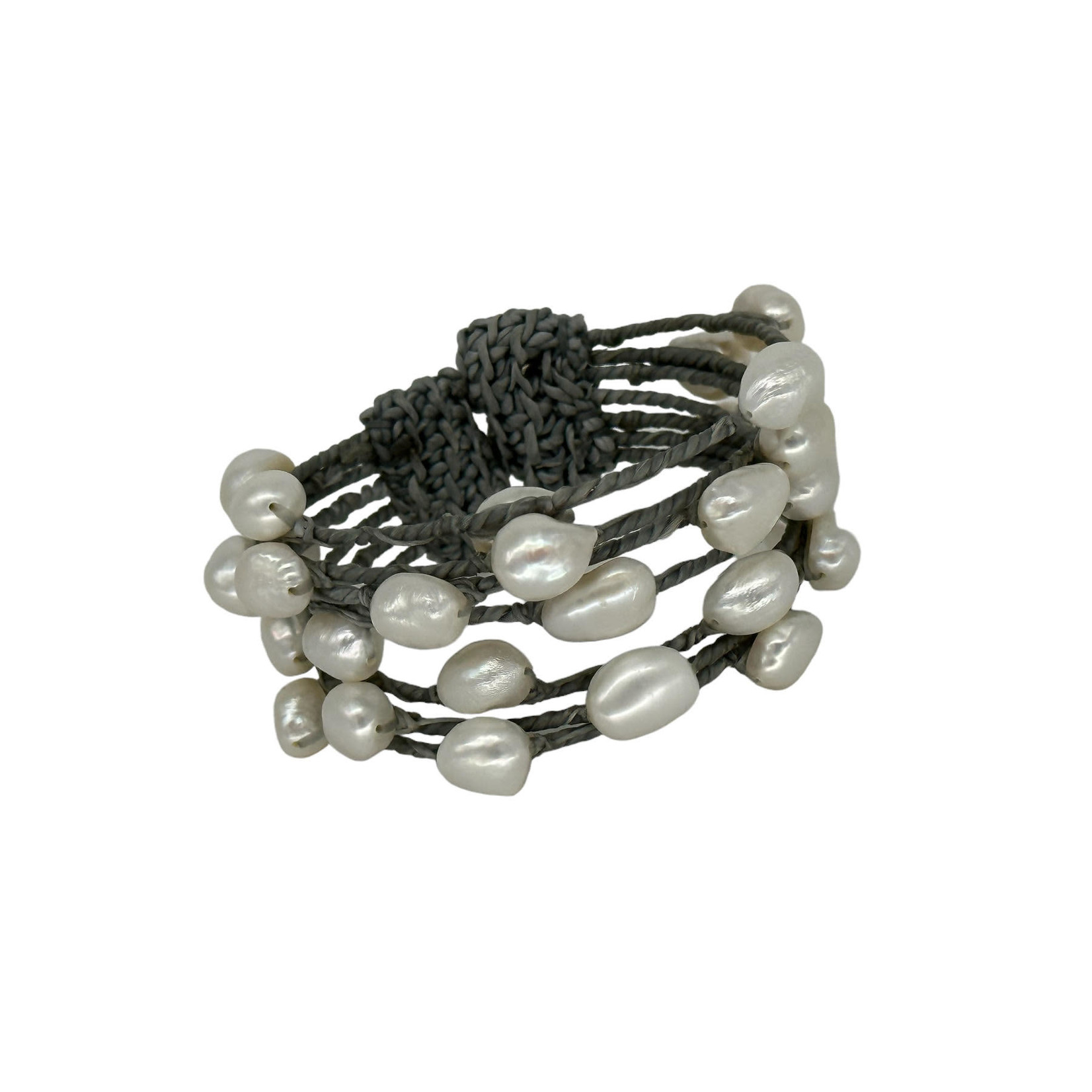 Pearl Cuff Bracelet White Pearl on Grey