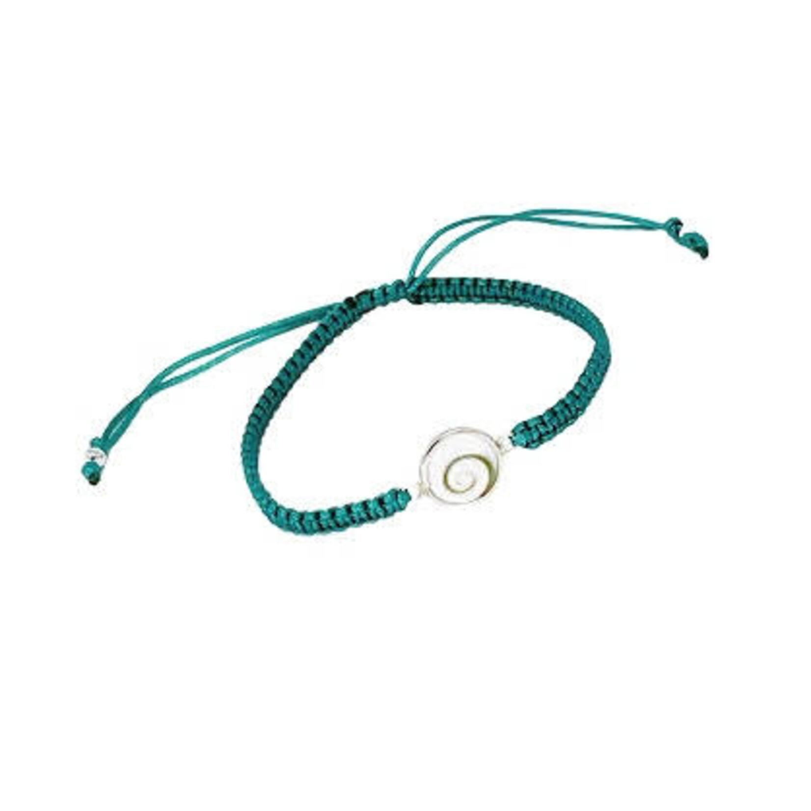Adjustable String Bracelet with Eye of Shiva Dark Seafoam