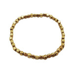 Brass Bead Stacker Stretch Bracelet Gold