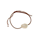 Adjustable String Bracelet with Peach Coin Pearl Coffee