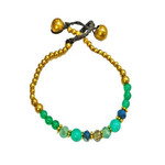 Brass and Glass Bead Bracelet TOL29 Blue/Green/Clear (v.2)