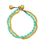 Brass and Glass Bead Bracelet TOL19 Turquoise