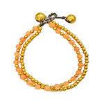 Brass and Glass Bead Bracelet TOL18 Tangerine