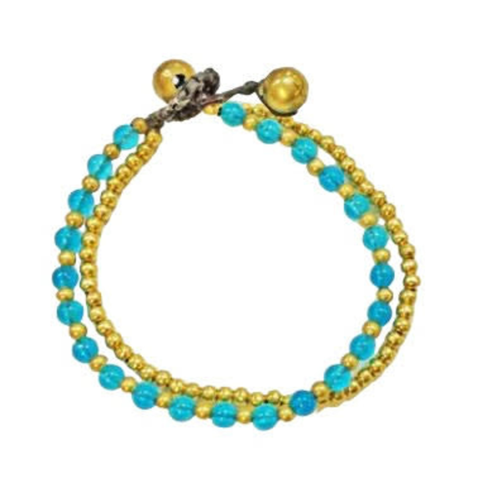 Brass and Glass Bead Bracelet TOL17 Ocean Blue