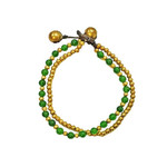 Brass and Glass Bead Bracelet TOL16 Green