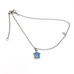 Sterling Silver Adjustable Anklet Silver Blue Topaz Turtle