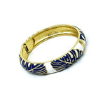 Enamel Clasp Monstera Bracelet Blue